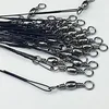 Image de DanLink Outils de pêche Ligne de pêche leader en fil d'acier avec rotation et broche de pression 20 pièces / paquet noir 15 cm
