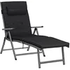 Image de SONGMICS Chaise Longue, Bain de Soleil avec Matelas d’Un épaisseur de 6cm, en Alu Anti-Rouille, Respirant, Inclinable, Charge Max 150 kg, Noir GCB24BK