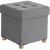 Image de SONGMICS Pouf, Coffre de Rangement, Tabouret avec Repose-Pieds, Pliable, Banc avec Rangement, 38 x 38 x 40 cm, pour Salon, Chambre, Gris Clair LSF14GYX