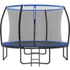 Image de SONGMICS Trampoline de jardin rond Ø 305 cm avec filet de sécurité, avec échelle et barres rembourrées, couvercle de sécurité, sécurité extérieur, noir/bleu STR10BK