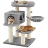 Image de Feandrea Arbre à chat pour grands chats, XXL, robuste, tour pour chat avec 6 poteaux à griffer extra épais, niche, panier, montage flexible, coussins amovibles et lavables, gris clair PCT01WV1