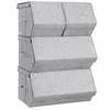 Image de SONGMICS Lot de 4 boîtes de rangement empilables avec couvercles et fermetures magnétiques, structure en métal, pour vêtements, livres, gris RLB22GY