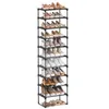 Image de SONGMICS Étagère à chaussures à 10 niveaux, Meuble de rangement polyvalent, cadre en fer, personnalisable, peu encombrant, pour entrée, salon, chambre, 45 x 30 x 174 cm, Noir LSA25BK