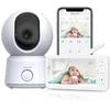 Image de ARENTI Moniteur bébé : caméra 1080p, écran 5", vision nocturne, PTZ, appel tactile, VOX, zones de danger, détection de mouvement, musique. Prend en charge les zones personnalisées, idéal pour les