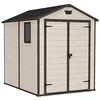 Image de Keter Manor Outdoor Apex Abri de jardin à double porte Effet bois Beige Marron 1,8 x 2,4 m | Ne se décolore pas | Résistant aux intempéries | Sûr et sécurisé | Zéro entretien | Garantie 15 ans