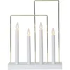Image de Star Trading Glossy Bougeoir avec 4 ampoules E10 blanc chaud Décoration de Noël en bois, plastique et métal blanc et doré, interrupteur à câble, hauteur 36 cm
