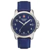 Image de Swiss Alpine Military 7011.1 Montre à quartz analogique pour homme en cuir, Bleu/argenté/bleu - 1535 Sam, sangle