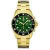 Image de Swiss Alpine Military 7053.9 Montre chronographe à quartz analogique en acier inoxydable pour homme, Or/noir/vert - 9114sam, Bracelet