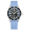 Image de Swiss Alpine Military 7029.1 Montre à quartz analogique pour homme en silicone, Acier/silicone/bleu clair - 1831sam, bracelet