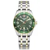 Image de swiss alpine military Montre analogique à quartz 7034.1 en acier inoxydable pour homme, Bic-doré/bicolore doré/vert - 1144sam, Bracelet