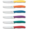 Image de Victorinox Swiss Classic, Couteau à petit déjeuner, Couteau à pain, Lame tranchante, dentelée, 11 cm, Manche plastique, Acier inoxydable, Set 6 pièces, Multicolore