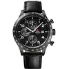 Image de Swiss Military by Chrono SM34084.07 Montre chronographe à quartz pour homme avec bracelet en cuir Noir, Noir , sangle