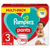 Image de Pampers Couches-Culottes Taille 3 (6-11 kg), Baby-Dry, 180 Couches-Culottes Bébé, Pack 1 Mois, Maintien 360° pour Éviter les Fuites, Faciles à Changer