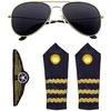 Image de Widmann 00085 - Set de pilote 3 pièces, comprenant des lunettes de soleil, des bandes d'épaule et un badge, pour le carnaval et les fêtes à thème
