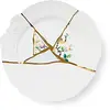 Image de Seletti Kintsugi Assiette plate en porcelaine et or 24 carats mod. 2