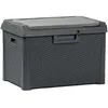 Image de Coffre de jardin 125L Gris Anthracite avec Coussin Résine Effet rotin 73x50x49 cm Rangement Extérieur TOOMAX