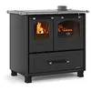 Image de NORDICA Cuisine à bois Family 4,5 droite en acier cérame, puissance thermique nominale 9 kW 258 m3, chauffables, couleur noir anthracite
