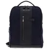 Image de PIQUADRO - Sac à Dos Porte-PC 15,6" Tissu Recyclé et Cuir - Homme - Bleu