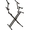 Image de QUIK LOK - QL/723 Support professionnel à X pour 3 touches, support pour trois claviers, support solide avec double structure en X, couleur noire