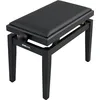 Image de QUIK LOK - PB/100 BK S BANQUE EN BOIS POUR PLANOFORT, Siège Sky Noir, Revêtement Durable, Hauteur Réglable de 48 à 57 cm, Version Finition Noir Satiné