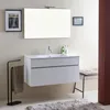 Image de Kiamami Valentina - Meuble de salle de bain suspendu 100 cm avec tiroir blanc effet bois | Sole