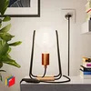 Image de Taché Metal, Lampe de Table avec câble Textile, Interrupteur et fiche Bipolaire - avec Ampoule, Noir avec câble Noir