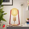Image de Taché Wood, Lampe de Table avec câble Textile, Interrupteur et fiche Bipolaire - sans Ampoule, Rouge avec câble Jute