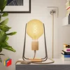 Image de Taché Wood, Lampe de Table avec câble Textile, Interrupteur et fiche Bipolaire - sans Ampoule, Zig Zag Gris foncé avec câble Jute