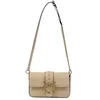 Image de Pinko Love One Slouchy Sac à bandoulière en cuir, beige, 22 x 12 x 6 cm, avec détail des oiseaux dorés