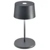 Image de Zafferano, Lampe Olivia Mini, Lampe de Table Portable et Rechargeable avec Contrôle Tactile, Convient pour le Salon et l'Extérieur, Dimmer 2200-3000 K, Hauteur 22 cm, Couleur Gris Foncé
