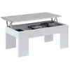 Image de Habitdesign Table basse surélevée, table de salon ou de salle à manger, modèle LC, fini en blanc Artik et couleur ciment, dimensions : 100 cm (largeur) x 50 cm (profondeur) x 45-56 cm (hauteur)