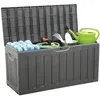 Image de THINIA HOME Coffre extérieur en résine pour jardin, terrasse ou balcon | Coffre imperméable pour objets et jouets | 340 litres | 118 x 53 x 57 cm