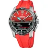 Image de Festina F23000 Connected D Montre pour homme avec boîtier en titane argenté et bracelet en caoutchouc, rouge