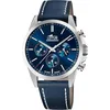 Image de Lotus Montre pour Homme 18990/2 Chrono Boîtier en Acier Inoxydable Gris Bracelet en Cuir Bleu