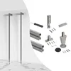 Image de Emuca Zero Kit cadre modulaire avec quincaillerie et 2 profils pour montage au sol et au mur avec niveleur circulaire, aluminium et zamak, gris pierre