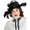 Image de Fiestas Guirca Chapeau noir modèle Pamela XVIII - XIX siècle avec noeud et plumes