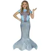 Image de FIESTAS GUIRCA Déguisement de sirène brillante pour fille - Robe pour enfant couleur bleu ciel violet et argent avec queue de sirène pour filles de 10 à 12 ans