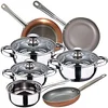 Image de SAN IGNACIO Lot de 7 batteries de cuisine en acier inoxydable avec ensemble poêles (18/22/26 cm) SAN IGNACIO Optimum Plus en aluminium pressé