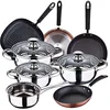 Image de Batterie de cuisine 7 pièces SAN IGNACIO Faro en acier inoxydable avec ensemble poêles (20/24/28 cm) et grill 28 cm SAN IGNACIO Moma en aluminium forgé