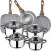 Image de Batterie de cuisine 8 pièces SAN IGNACIO Dina, acier inoxydable, avec ensemble poêles (18/22 cm) et grill 28 x 28 cm SAN IGNACIO Daimiel en aluminium forgé