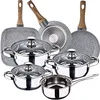 Image de Batterie de cuisine 7 pièces SAN IGNACIO Faro, acier inoxydable, avec jeu de poêles (18/22 cm) et grill 28 x 28 cm San Ignacio Daimiel en aluminium forgé