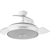 Image de TODOLAMPARA Ventilateur de plafond avec lumière LED 36 W moteur DC et haut-parleur modèle MATANUSKA Blanc, 3 tonalités avec mémoire, pales rétractables, 6 vitesses, télécommande, minuteur, silencieux