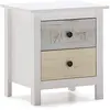 Image de Magda Table de chevet avec 2 tiroirs en pin massif Blanc