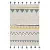 Image de Lorena Canals - Grand tapis aztèque lavable - Naturel 140 x 200 x 30 cm - Bleu vintage.