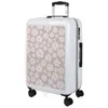 Image de SKPAT - Middelgrote Koffer. Suitcase - Medium Trolley Reiskoffer van SKPAT. Lichtgewicht Polycarbonaat Harde Schaal 4 Wielen Cijferslot, Wit-roze madeliefjes