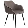 Image de Ángel Cerdá - Chaise de salle à manger tapissée en tissu gris avec passepoil noir - Fauteuil design moderne avec accoudoirs et pieds en acier noir - 60 x 59 x 77 cm