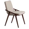 Image de Angel Cerdá Chaise de salle à manger tapissée en similicuir vison Design minimaliste élégant avec pieds en bois de frêne couleur noyer 54 x 59 x 80 cm