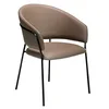Image de Angel CERDA | Chaise de salle à manger tapissée Simili-cuir, pieds en acier époxy noir, style moderne