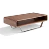 Image de Angel Cerdá - Table Basse en Bois de Noyer avec Porte-revues - Table Basse Moderne avec Rangement Ouvert et Pieds en Acier Chromé - Originale et Polyvalente - Matériaux Résistants - 120 x 60 x 36 cm