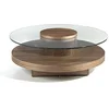 Image de Angel Cerdá - Table Basse Ronde en Noyer et Verre - Table Basse Moderne et Élégante - Originale et Polyvalente - Style et Sophistication - Matériaux Résistants - 100 x 100 x 35 cm